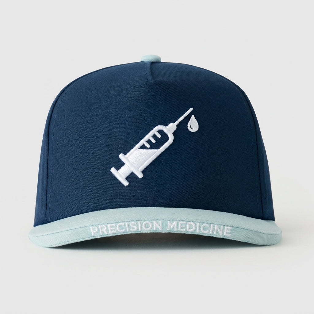 Pharma-Chic Headwear — A syringe with a single drop